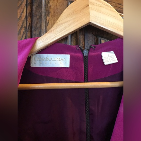 Vintage Dana Buchman Dress Magenta 100% Silk Size 8 - Picture 2 of 3